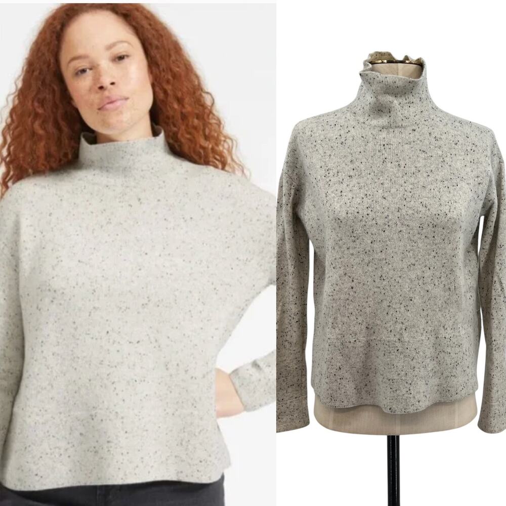 Everlane The Cashmere Square Turtleneck Sweater Speckled Gray Size XS